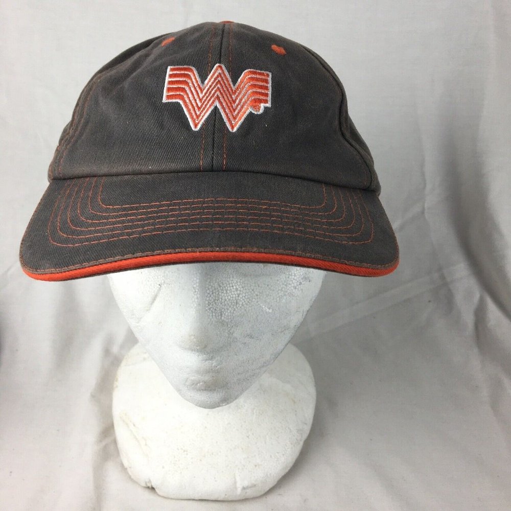 Whataburger Employee Hat Embroidered Logo Fast Food Restaurant Brand Crew Gray‎